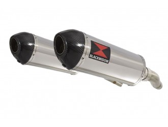 Twin Exhaust Silencers 300mm Oval Stainless Carbon Tip...