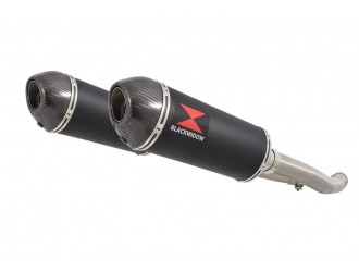 4-2 Exhaust Silencers 300mm Oval Black Stainless Carbon...