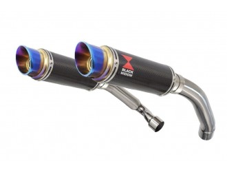 4-2 Exhaust Link Pipes + 230mm Round Blue Tip Carbon...