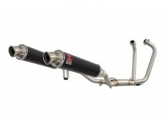 Twin Exhaust System 350mm Round Black Stainless Silencer...
