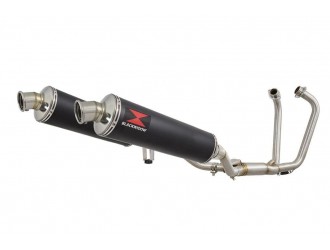 Twin Exhaust System 400mm Round Black Stainless Silencer...