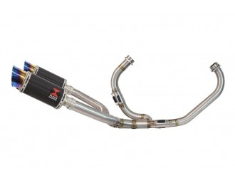 Exhaust System 200mm Round Blue Tip Carbon Silencers...