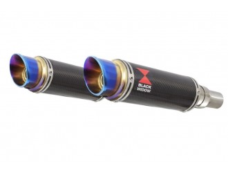 Twin Exhaust Silencer Kit 230mm GP Round Blue Tip Carbon...