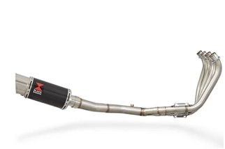 High Level De-Cat Exhaust System 200mm Round Carbon Silencer HONDA CBR650F 2014-2020 Black Widow