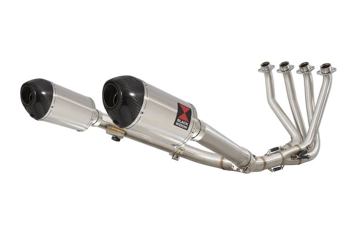 4-2 Auspuffanlage + Ovale Schalldämpfer Mit 200 mm Carbonspitze HONDA CB 1100 X11 Black Widow