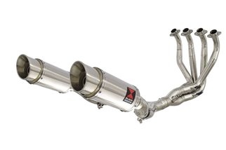 4-2 De Cat Exhaust System 200mm Round Stainless Silencers KAWASAKI Z1000 Z1000 R 2010-2020 Black Widow