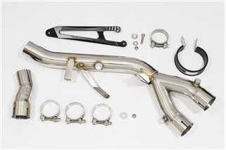 De Cat Edelstahlkrümmer + 230 mm Gp Carbon-Rundschalldämpfer YAMAHA YZF-R1 R1M 2015-2021 Black Widow