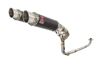 Doppelte 1-2 Auspuffanlage Mit 230 mm Gp Carbon-Rundschalldämpfern HONDA MSX 125 GROM 2013-2015 Black Widow