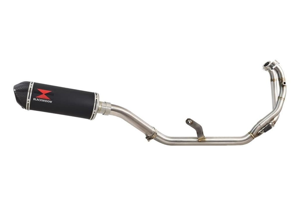 De Cat Auspuff + 300 mm Ovaler Edelstahl Schwarz + Carbon Endschalldämpfer HONDA CMX1100 Rebel Black Widow