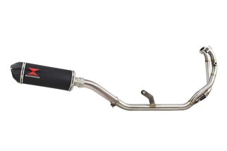 De Cat Auspuff + 300 mm Ovaler Edelstahl Schwarz + Carbon Endschalldämpfer HONDA CMX1100 Rebel Black Widow