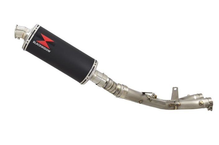 Titanium De Cat Collector + 300mm Oval Black Stainless Silencer YAMAHA YZF-R1 R1M 2015-2021 Black Widow