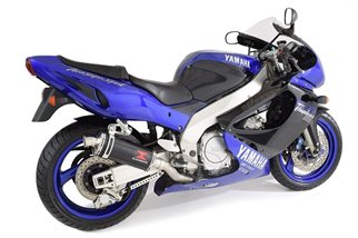 Auspuffanlage 300 mm Ovalschalldämpfer Aus Schwarzem Edelstahl YAMAHA YZF1000 R Thunderace 1996-2003 Black Widow