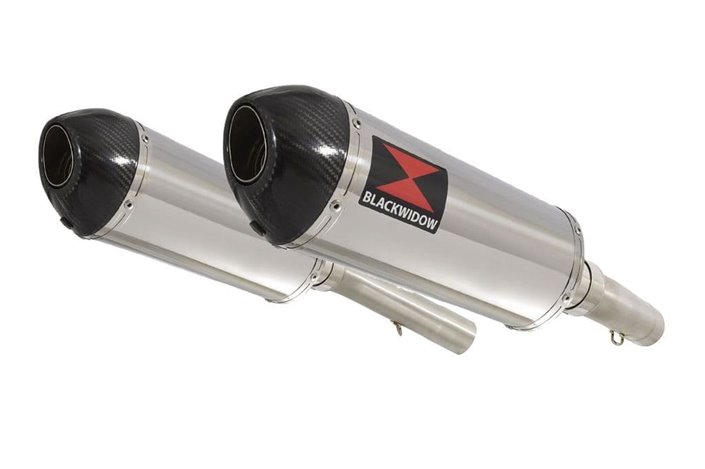 Exhaust Silencers 300mm Oval Stainless + Carbon Tip APRILIA SL1000 Falco 1999-2005 Black Widow