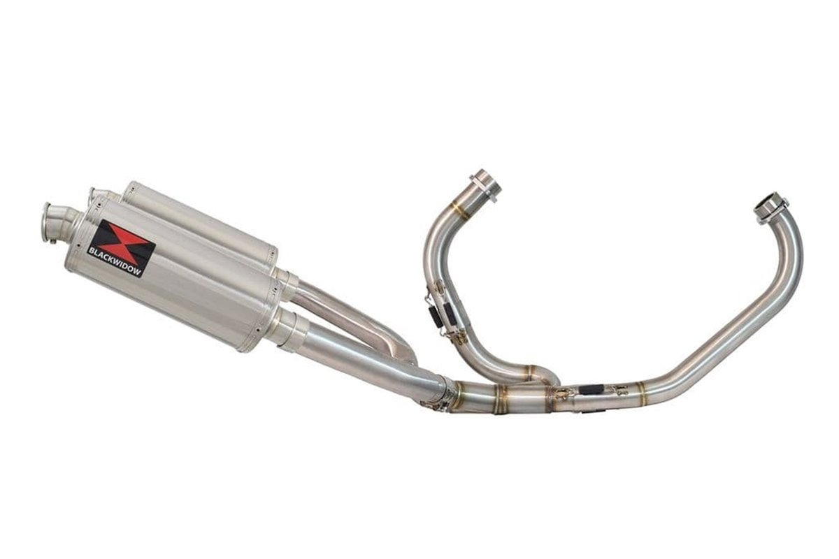 Exhaust System + 300mm Oval Stainless Silencers HONDA VTR1000F Superhawk (SC36) Black Widow