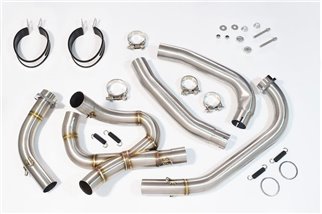 Exhaust System + 300mm Oval Stainless Silencers HONDA VTR1000F Superhawk (SC36) Black Widow