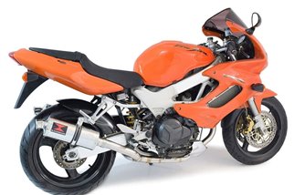 Exhaust System + 300mm Oval Stainless Silencers HONDA VTR1000F Superhawk (SC36) Black Widow