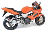 Exhaust System + 300mm Oval Stainless Silencers HONDA VTR1000F Superhawk (SC36) Black Widow