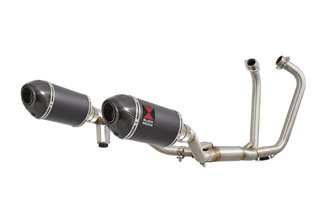 Doppelauspuffanlage Ovaler Schalldämpfer Aus Schwarzem Carbon 200 mm SUZUKI GW 250 Inazuma 2012-2017 Black Widow