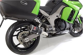 4-2 Packtaschen De Cat Auspuff Ovaler Schwarzer Schalldämpfer Mit 200 mm Carbonspitze KAWASAKI Z1000 SX 2010-2019 Black Widow