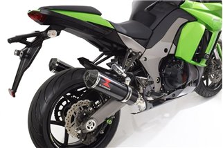 4-2 Auspuff-Schalldämpfer 370 mm Runde Spitze Aus Kohlenstoffschwarzem Stahl KAWASAKI Z1000 R 2010-2020 Black Widow