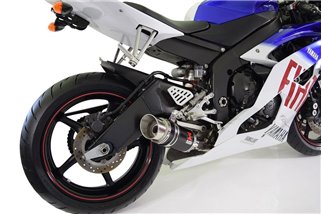 Système D'Échappement De-Cat Silencieux Rond En Acier Inoxydable Noir 200 mm YAMAHA R6 YZF600 2006-2016 Black Widow