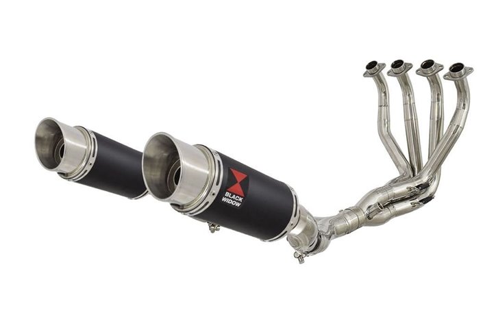 Auspuff 4 - 2 Koffer Deat Round Schalldämpfer Aus Schwarzem Edelstahl 200 mm KAWASAKI Z1000 SX 2010-2019 Black Widow