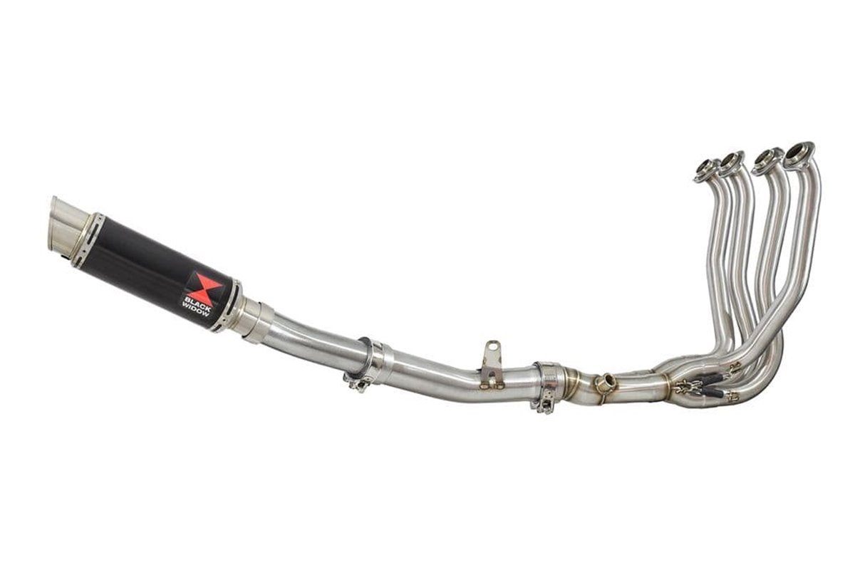 Race De-Cat Exhaust System 230mm Round Black Stainless Silencer