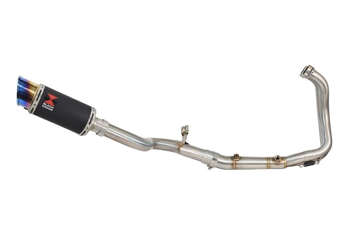 200 mm De-Cat Performance-Auspuffanlage, Blaue Runde Spitze, Schwarzer Edelstahl-Schalldämpfer BMW F900R 2020-2022 Black Widow