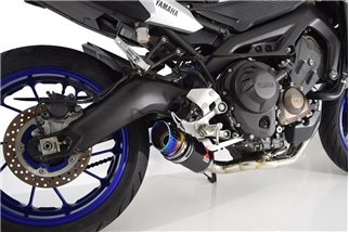 De-Cat Auspuff 200 mm Blauer Auspuff Mit Runder Spitze Aus Schwarzem Edelstahl YAMAHA MT09 2013-2020 Black Widow