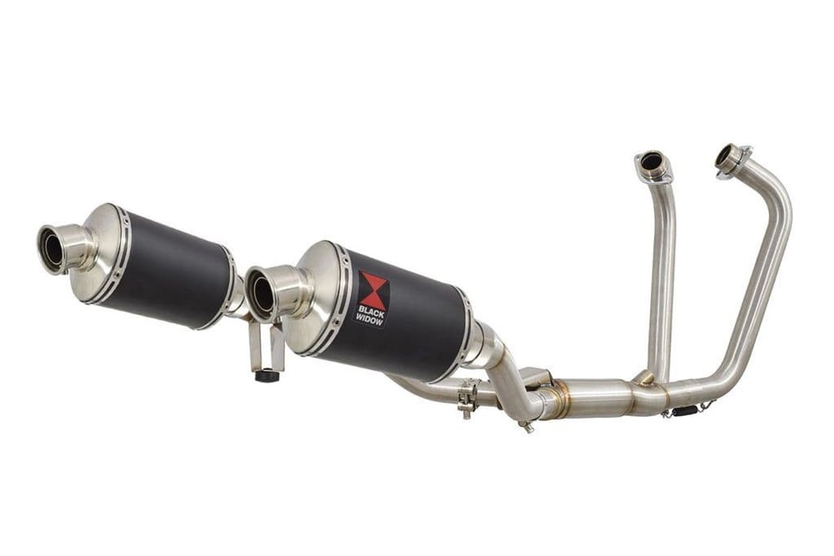 Double Sortie Ovale De 230 mm En Acier Inoxydable Noir SUZUKI GW 250 Inazuma 2012-2017 Black Widow