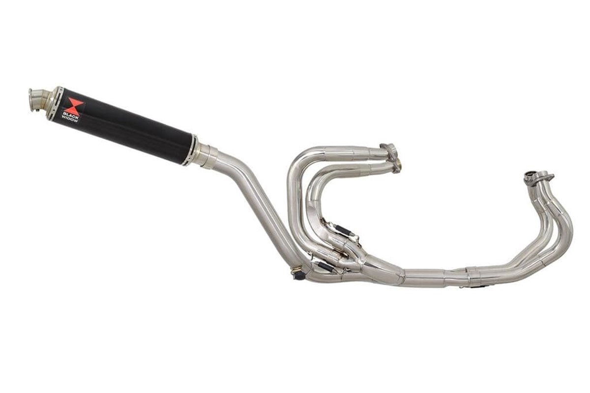 High Level Auspuff 350 mm Runder Schalldämpfer Aus Schwarzem Edelstahl HONDA VFR800 1997-2003 (RC46) Black Widow