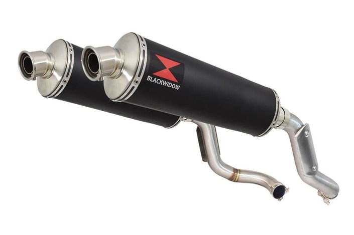 High-End-Auspuffrohre + Ovale 400-mm-Schalldämpfer Aus Schwarzem Edelstahl HONDA VTR1000 F Superhawk (SC36) Black Widow