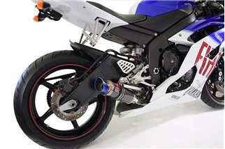 De-Cat Auspuff 230 mm Gp Carbon-Schalldämpfer Mit Runder Blauer Spitze YAMAHA R6 YZF600 2006-2016 Black Widow