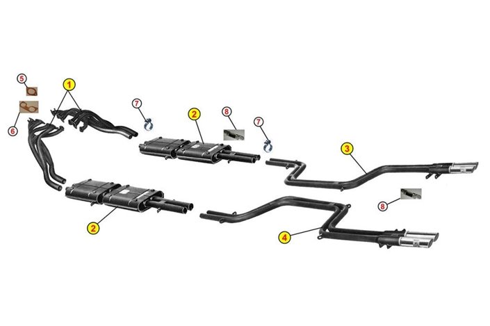 COMPLETE EXHAUST SYSTEM ANSA OEM REPLICA APPROVED FERRARI 365 GT 2 + 2 ALTAIR