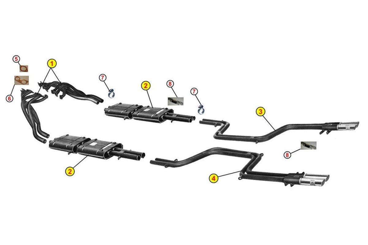 COMPLETE EXHAUST SYSTEM ANSA OEM REPLICA APPROVED FERRARI 365 GT 2 + 2 ALTAIR