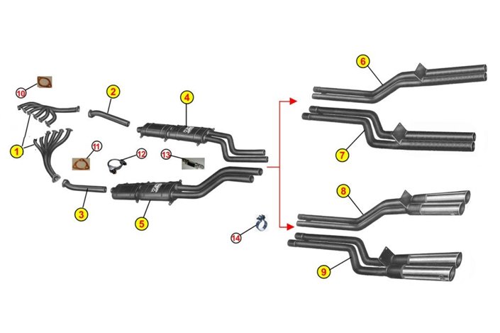 TUBI DI SCARICO FINALI TERMINALI ANSA FR2807-2817 FERRARI 250 TOUR DE FRANCE 55 59