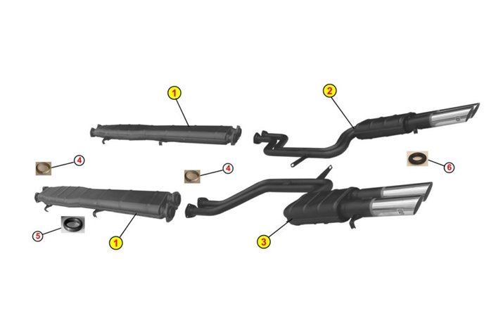 SILENZIATORI CENTRALI E POSTERIORI ANSA FERRARI 365 GTB 4 DAYTONA USA MODEL 70 73