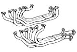PAIR OF MANIFOLD EXHAUST MANIFOLD ANSA FR 2281 FERRARI BB 365 GT 4 1973 1976