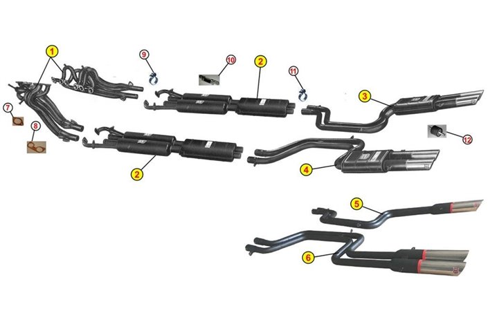 COMPLETE EXHAUST SYSTEM ANSA REPLICA OEM FERRARI 365 GTB 4 DAYTONA 1st SERIES