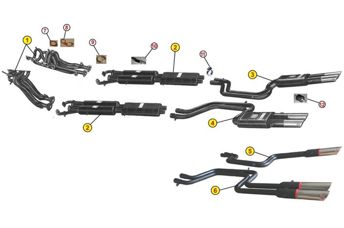 REAR SILENCERS EXHAUST ANSA FERRARI 365 GTB 4 DAYTONA 2 SERIES 1970 1973