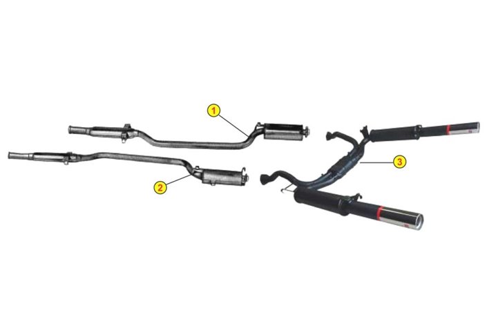 PAIR OF CENTRAL SILENCERS EXHAUST ANSA MASERATI QUATTRO PORTE 330 1979 1990