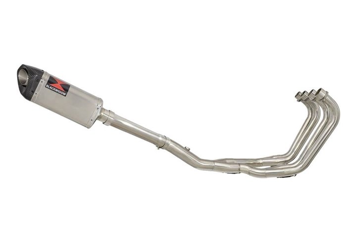 4-1 De-Cat Auspuffanlage 300 mm Tri Oval Edelstahl Schalldämpfer YAMAHA XJR1300 2007-2016 Black Widow