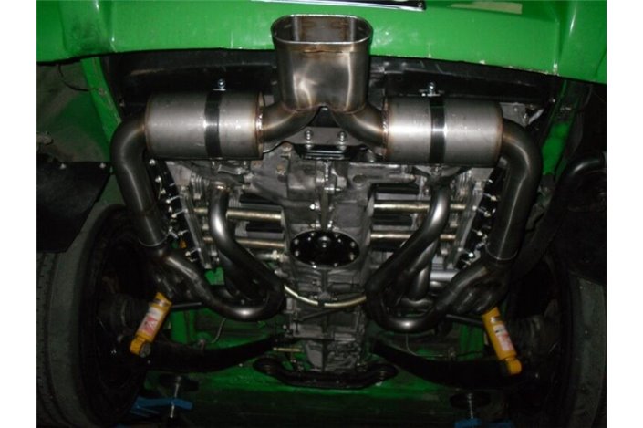 Sortie canard centrale silencieuse (raccord mâle-femelle) inox Aros Porsche 911 Groupe 4 de 1966 à 1977