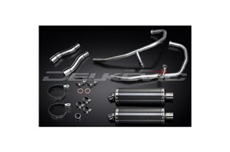 SISTEMA DI SCARICO COMPLETO 2-2 KAWASAKI GPZ500S SILENZIATORI BSAU OVALI IN CARBONIO DA 350 MM