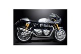 TRIUMPH THRUXTON 1200 2016-24 EXHAUST 410MM STAINLESS STEEL TURN OUT SILENCERS
