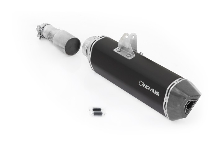 Sporting exhaust system in black stainless steel BLACK HAWK Remus HUSQVARNA 701 Supermoto 2017 1564782 324517