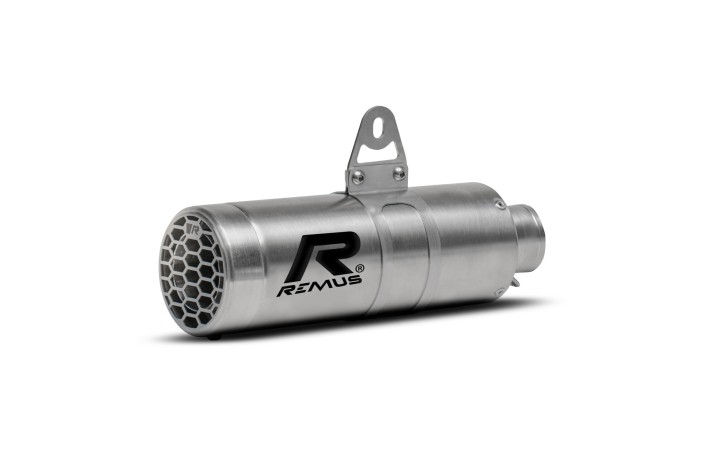 Sistema di scarico terminale sportivo in acciaio inox opaco Remus mesh KTM 125 Duke 2021 74582 100045