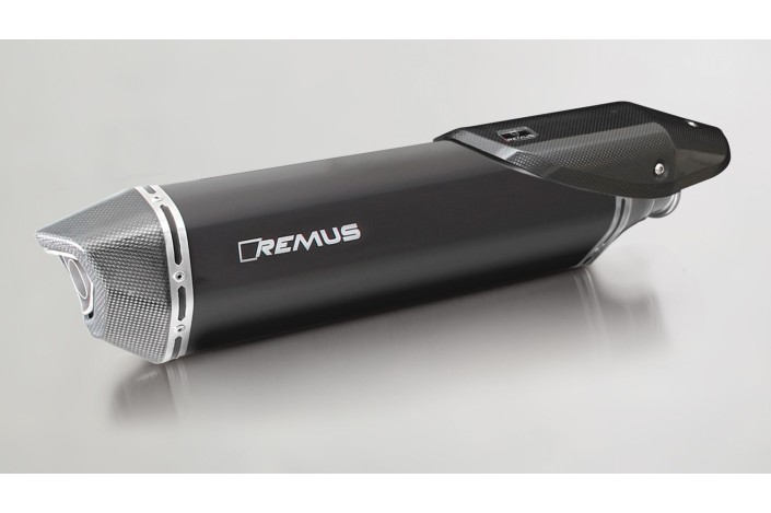 Sistema di scarico terminale in acciaio inox nero Remus BLACK HAWK KTM 1290 Super Adventure 2015 0964782 658013