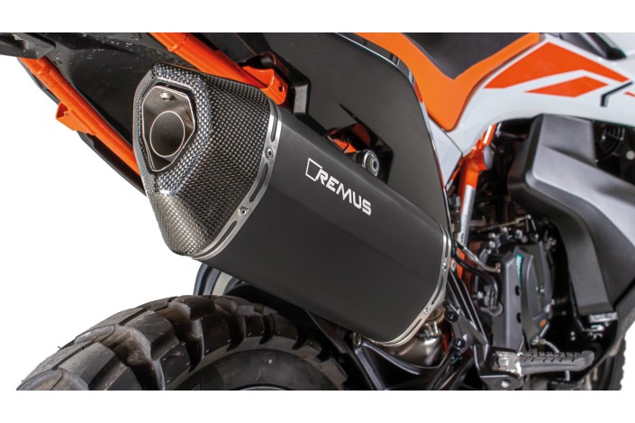 Sistema di scarico terminale sportivo in acciaio inox nero Remus Black hawk KTM 790 Adventure R 2019 0964782 655219