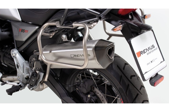 Sistema de Carico Terminale Sportivo in Acciaio Edelstahl undurchsichtig Black Hawk Remus MOTO GUZZI V85 TT 2019 - 2020 64582 45